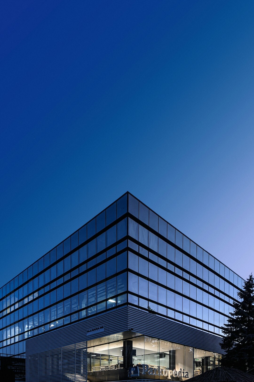 Modern Belgian office building with glass facade